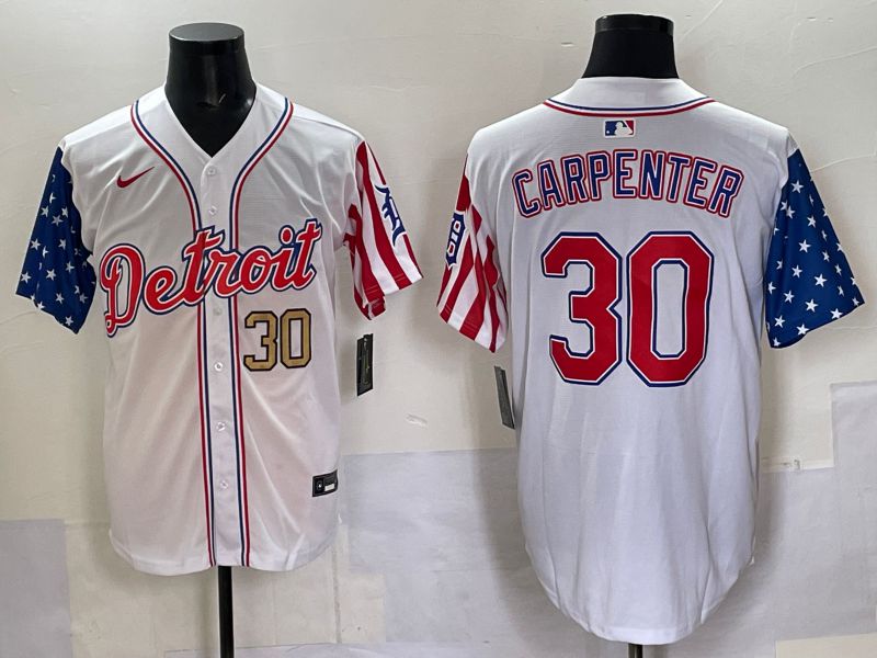 Men Detroit Tigers #30 Carpenter White National Flags 2025 Nike MLB Jersey style 5->toronto blue jays->MLB Jersey